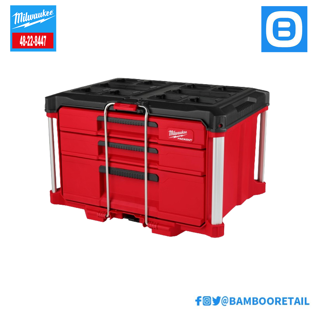 Milwaukee 48-22-8447, Hộp công cụ 3 ngăn, Chống va đập, Màu đỏ đen