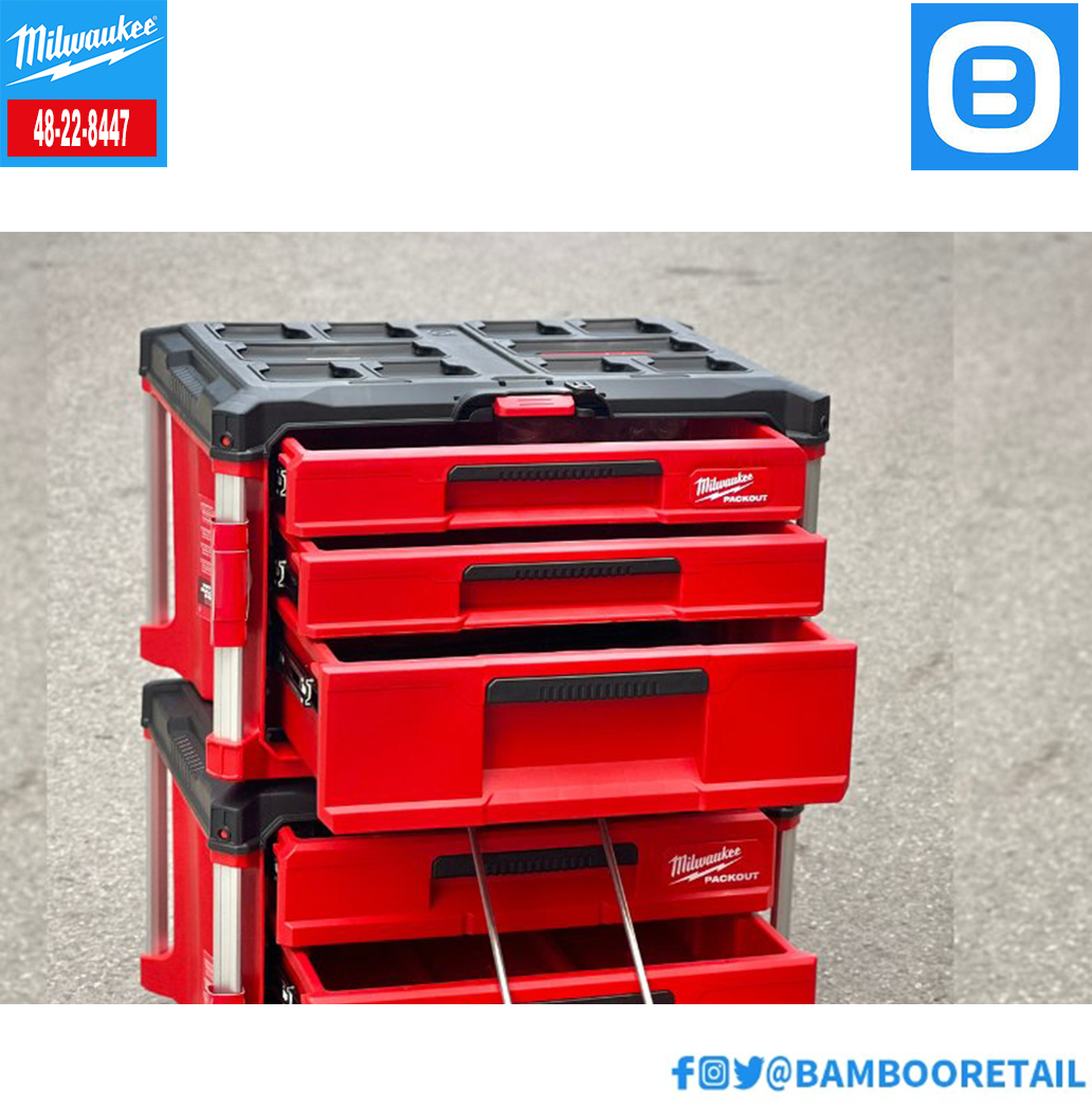 Milwaukee 48-22-8447, Hộp công cụ 3 ngăn, Chống va đập, Màu đỏ đen