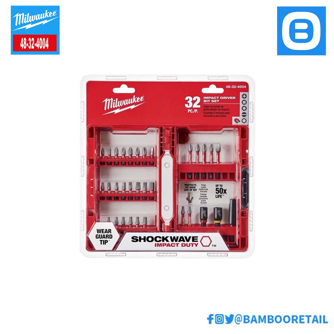 Milwaukee 48-32-4004, Bộ mũi vít đa năng, Bộ 32 cái, Màu đỏ đen