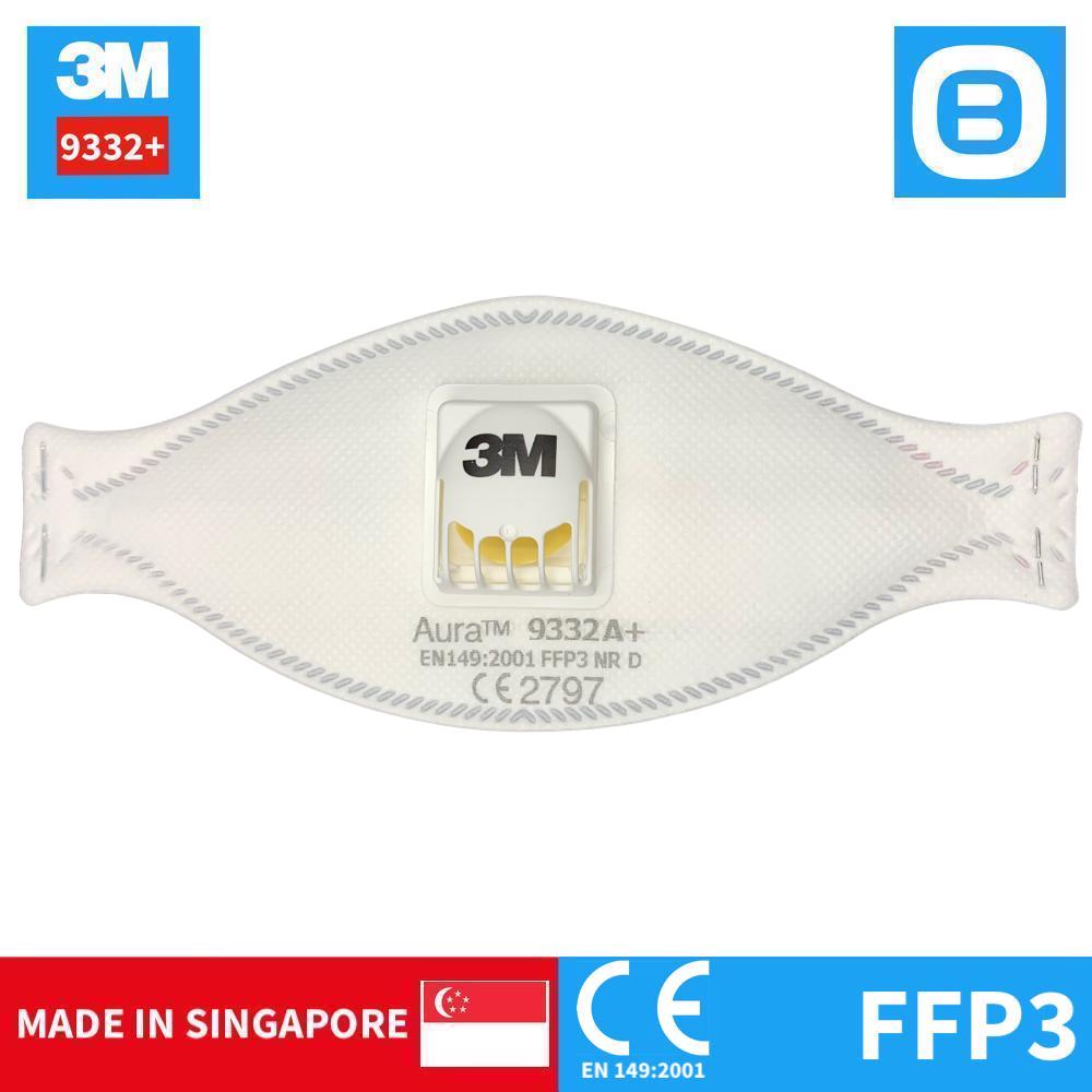 3M Aura 9332+, Khẩu trang bảo vệ hô hấp, Có Van, P3, Lọc 99% bụi mịn virus, Màu trắng, XA010017862