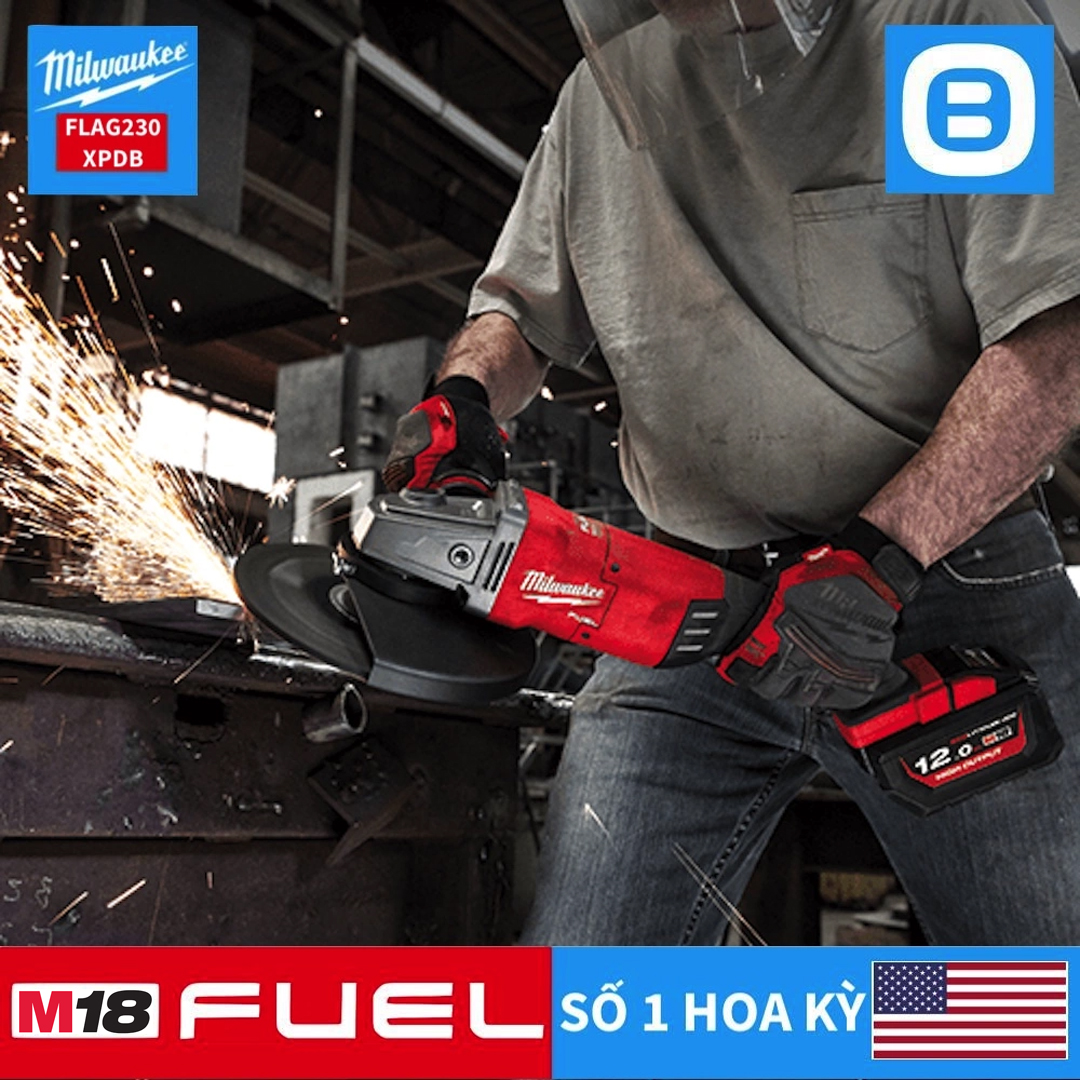 Milwaukee M18 FLAG230XPDB, Máy mài góc, 18V, Đường kính đĩa cắt 230mm, Màu đỏ đen, 18282015