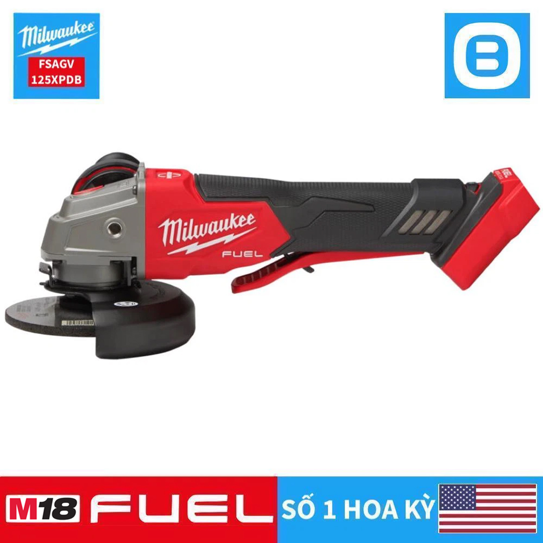 Milwaukee M18 FSAGV125XPDB, Máy mài góc, 18V, Đường kính đĩa 125mm, Màu đỏ đen, 18521011