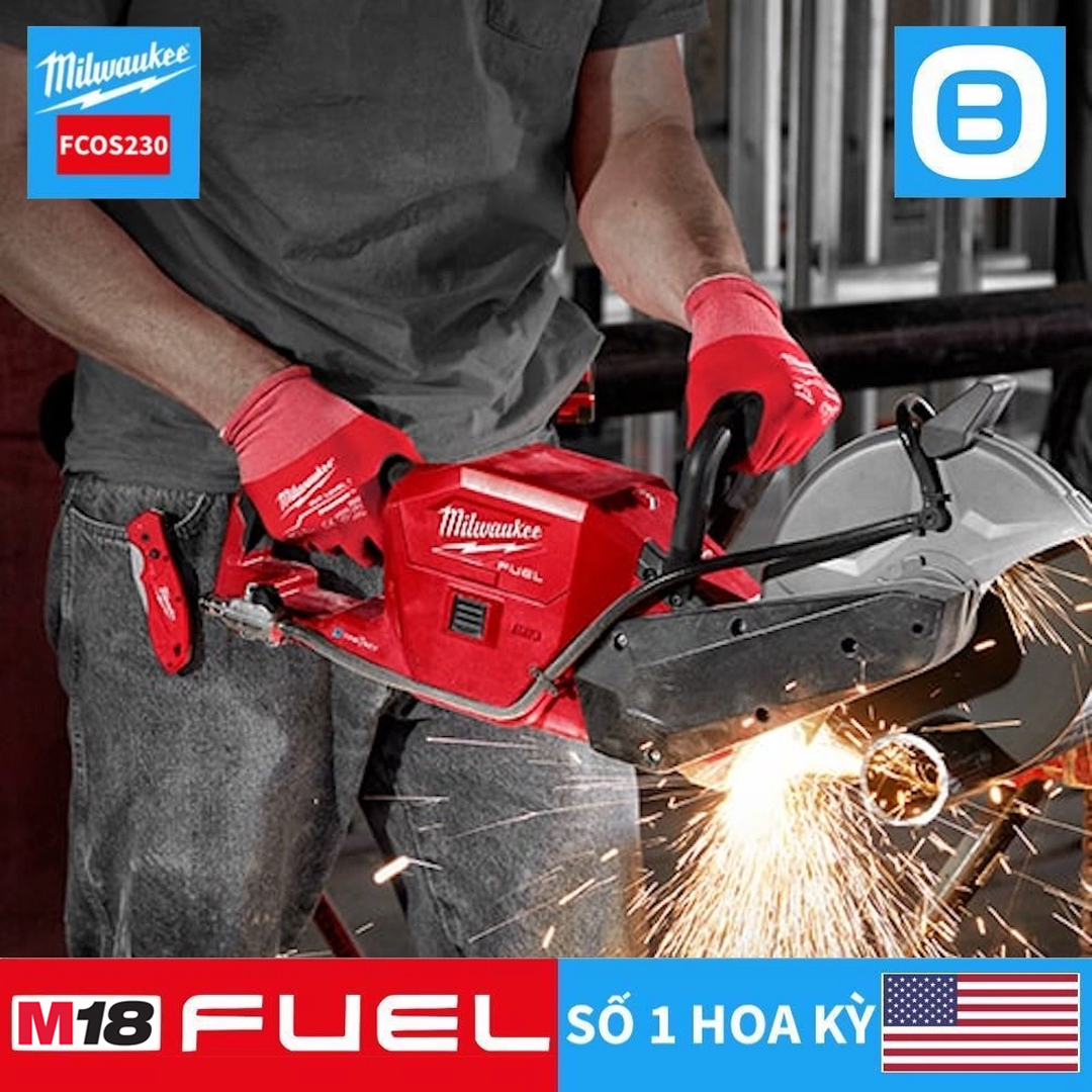 Milwaukee M18 FCOS230, Máy cắt bê tông, 18V, Đường kính đĩa cắt 230 mm, Màu đỏ đen, 18386012