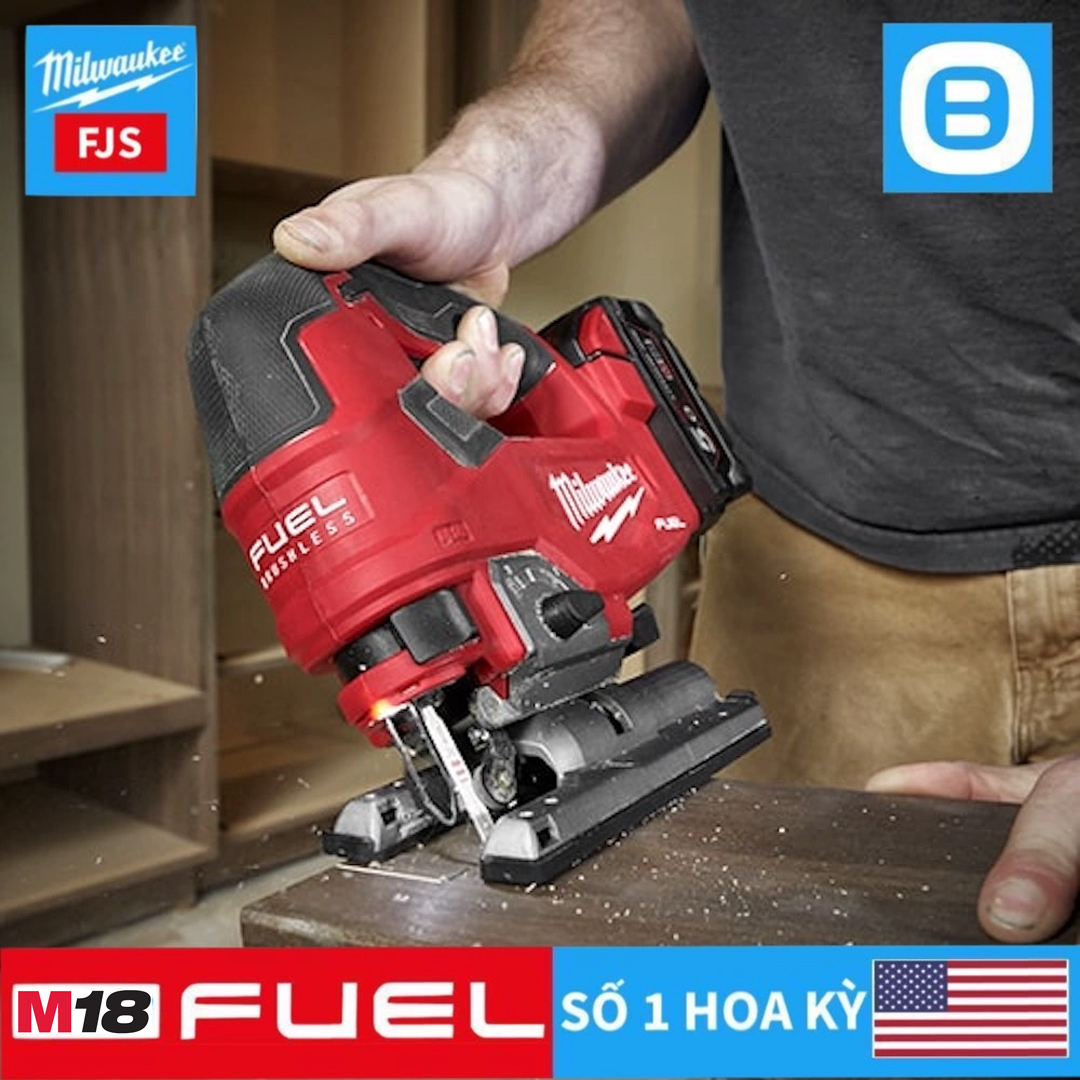 Milwaukee M18 FJS, Máy cưa lọng, 18V, Độ dày thép 10 mm, Góc nghiêng 45 độ, Màu đỏ đen, 18287008