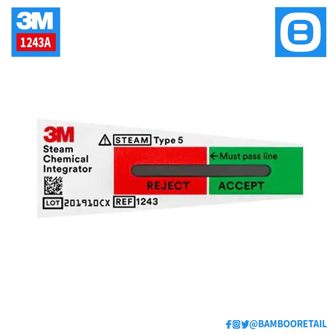 3M 1243A Attest Steam Chemical Integrator, Chỉ thị hóa học cho máy tiệt khuẩn bằng hơi nước, 2 inch, 7100190222