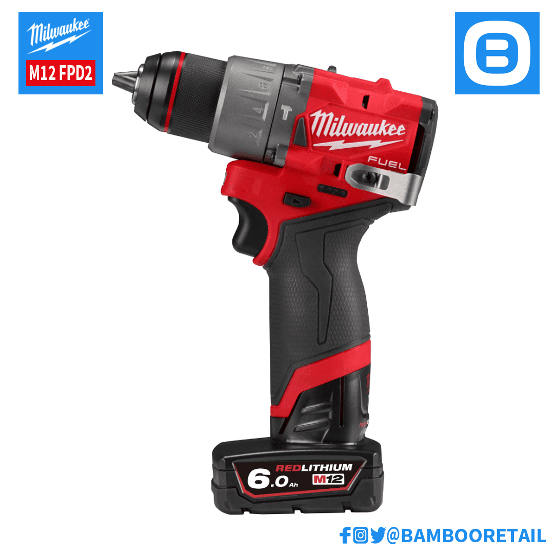 Milwaukee M12 FPD2, Máy khoan động lực, 12V, Màu đỏ đen