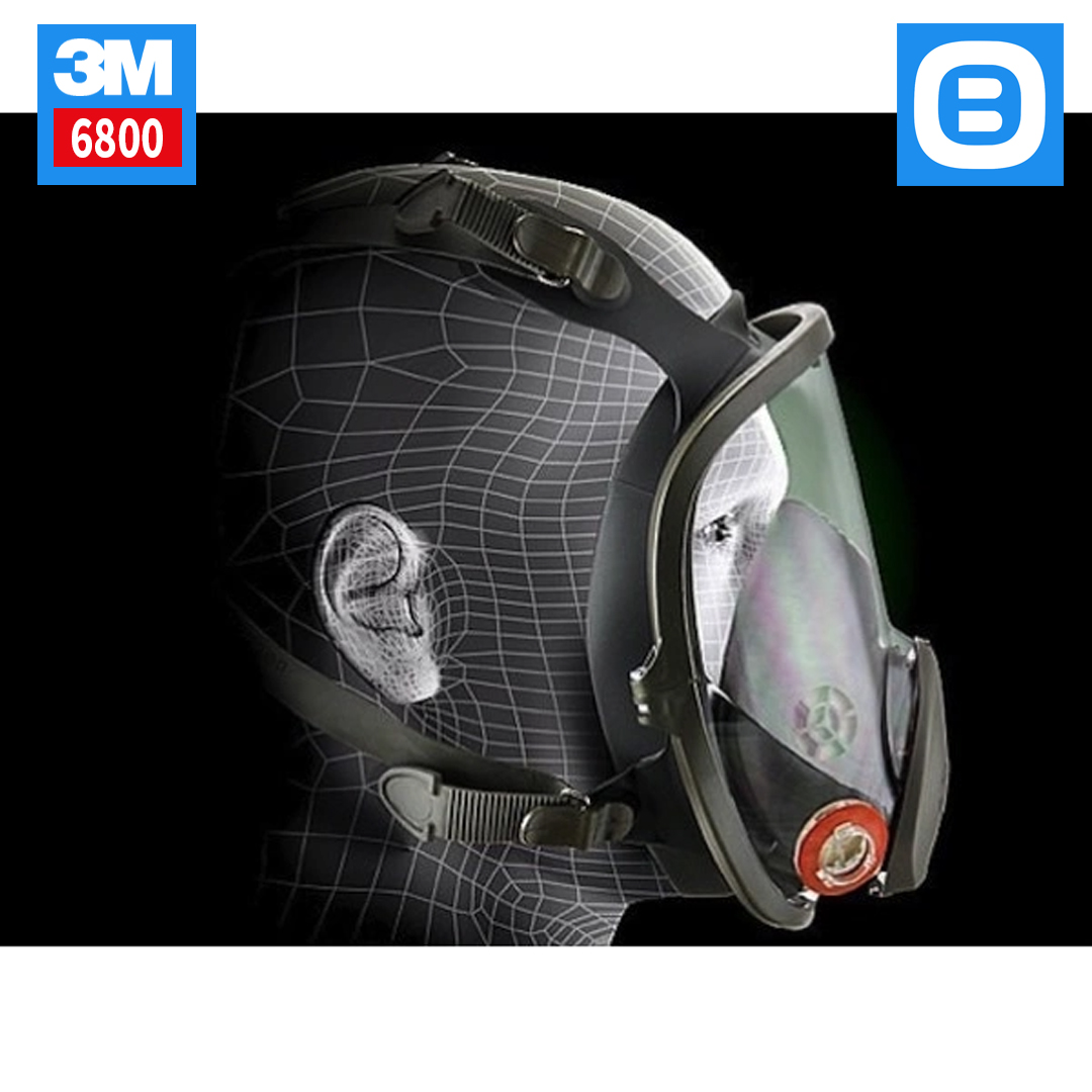 3M 6800, Mặt nạ phòng độc nguyên mặt tái sử dụng, 2 phin lọc, Size M, Màu đen, 70070709053