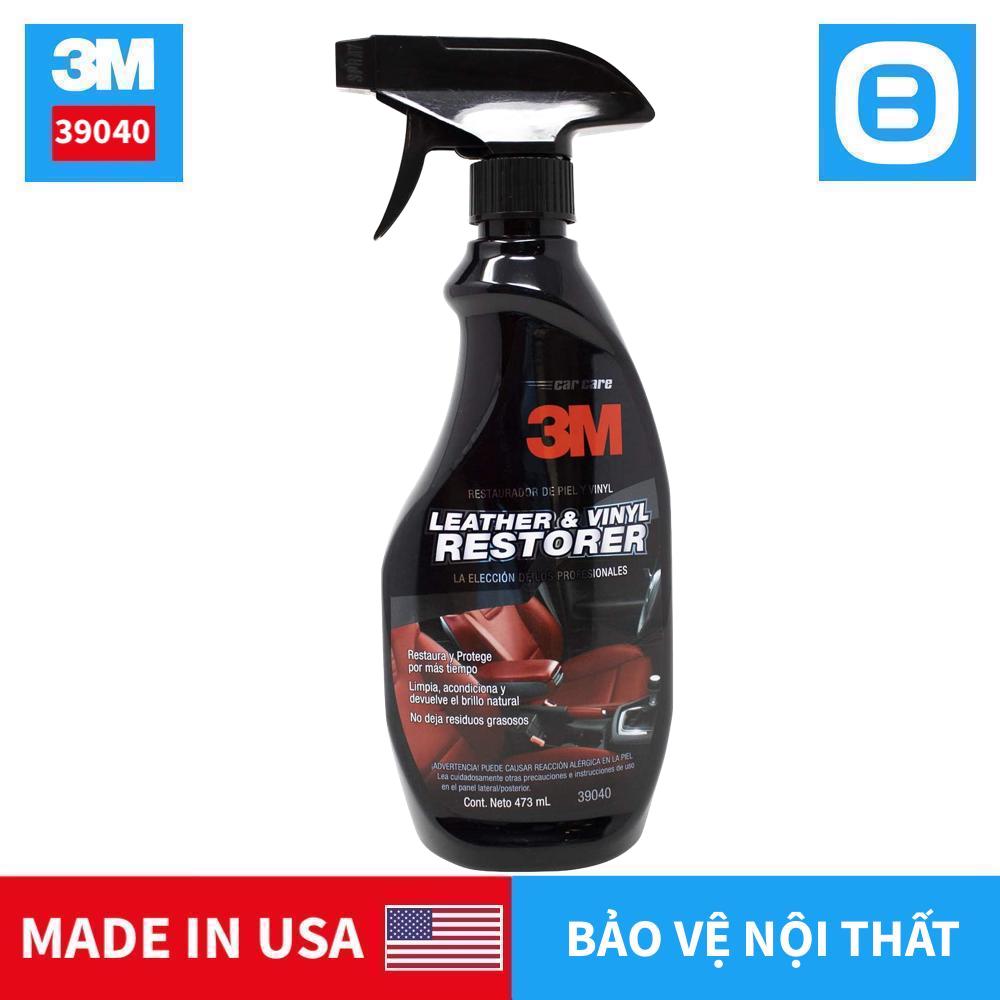 3M 39040 Leathers & Vinyl Restorer, Chai xịt chăm sóc và bảo vệ nội thất ô tô, 473ml