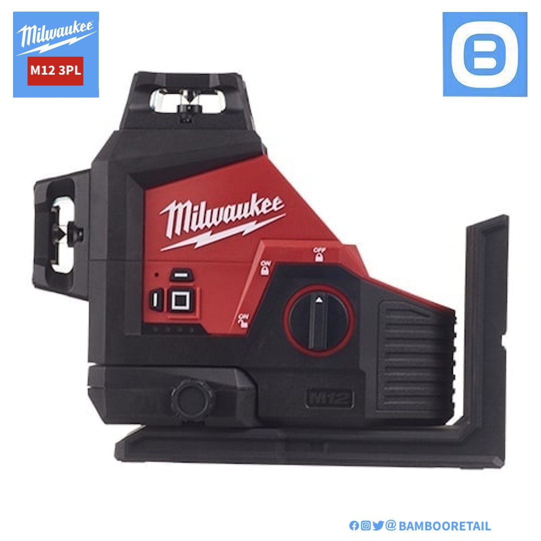 Milwaukee M12 3PL, Máy cân mực laser, 12V, 38m, 330˚, IP54, Màu đỏ đen, 6912703