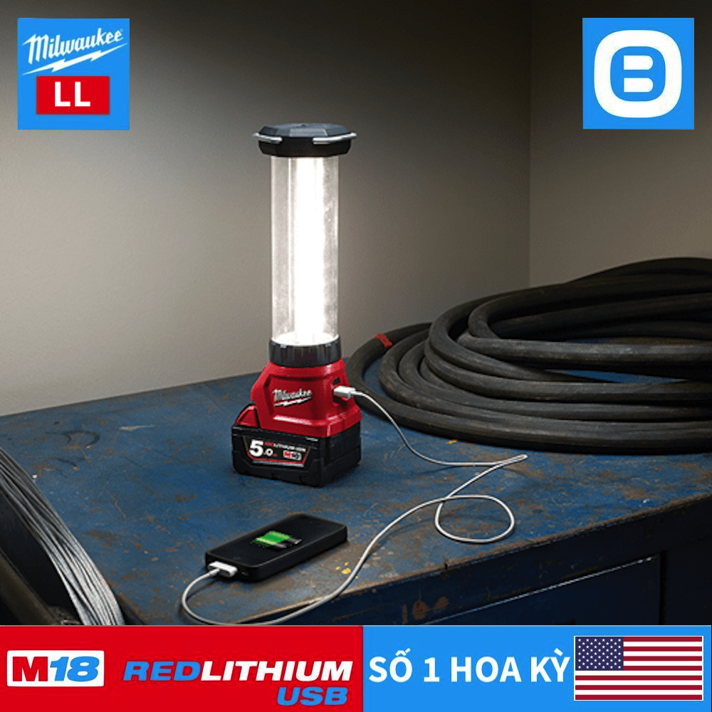 Milwaukee M18 LL, Đèn LED báo hiệu, 18V, Màu đỏ đen, 16048004