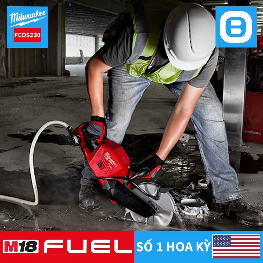 Milwaukee M18 FCOS230, Máy cắt bê tông, 18V, Đường kính đĩa cắt 230 mm, Màu đỏ đen, 18386012