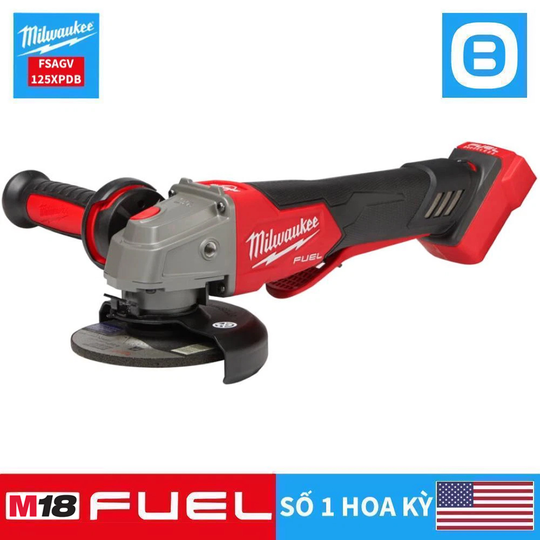 Milwaukee M18 FSAGV125XPDB, Máy mài góc, 18V, Đường kính đĩa 125mm, Màu đỏ đen, 18521011