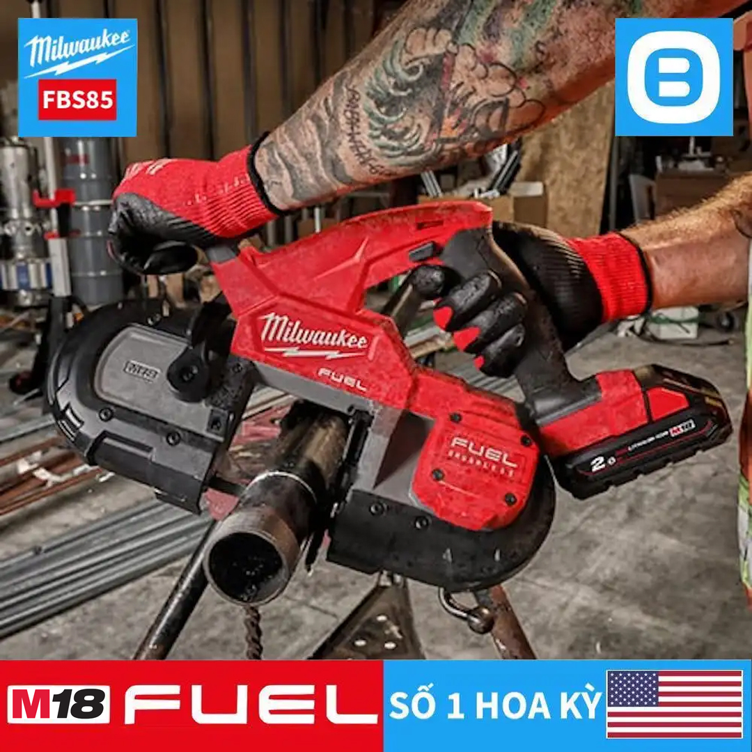 Milwaukee M18 FBS85, Máy cưa vòng, 18V, Đường kính cắt 85 mm, Màu đỏ đen, 18402011