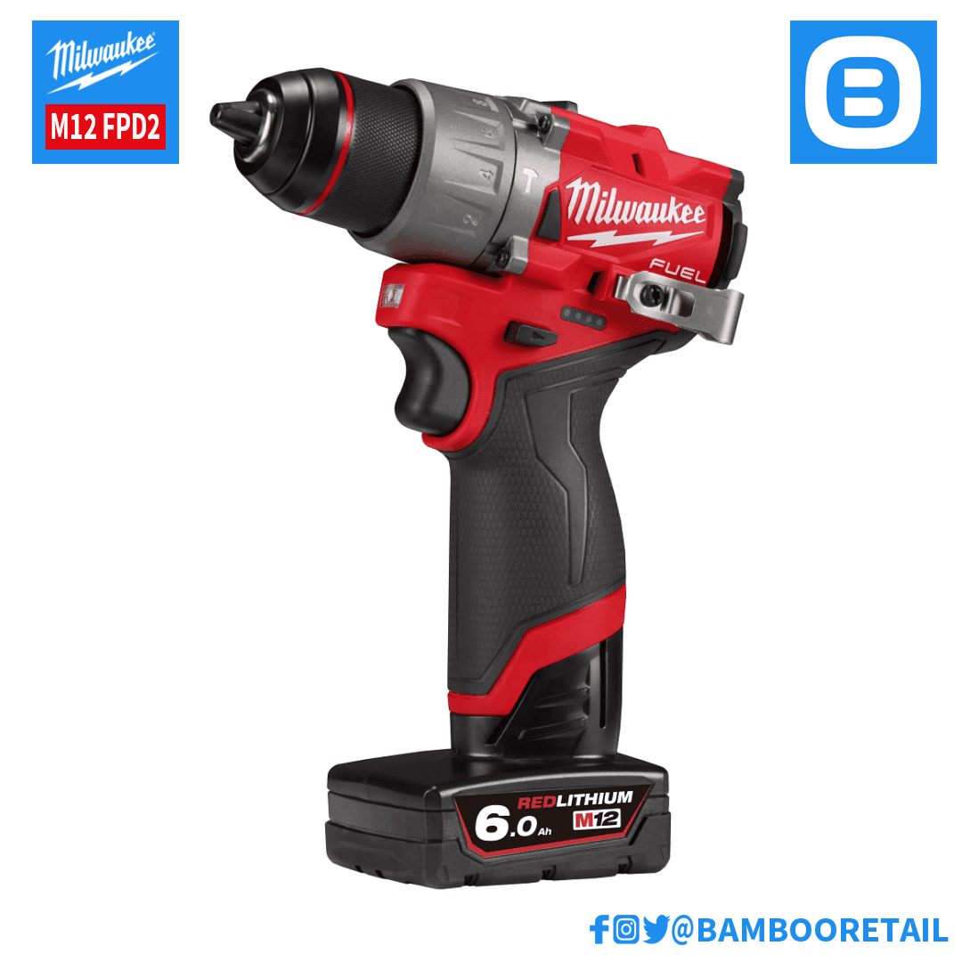 Milwaukee M12 FPD2, Máy khoan động lực, 12V, Màu đỏ đen