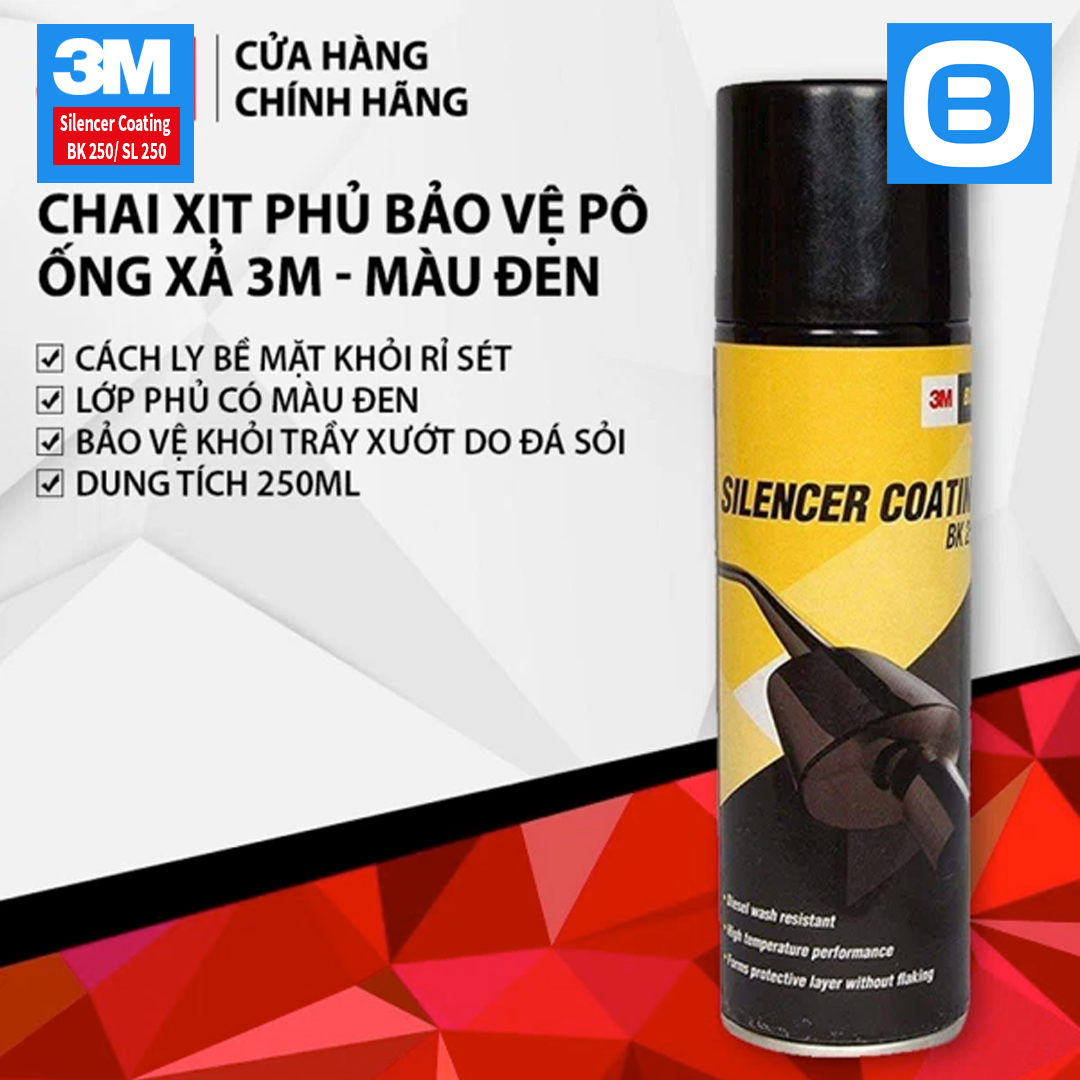 3M Silencer Coating SL250 BK250, Sơn phủ chống sét chịu nhiệt độ cao bảo vệ Pô ống xả, 250ml