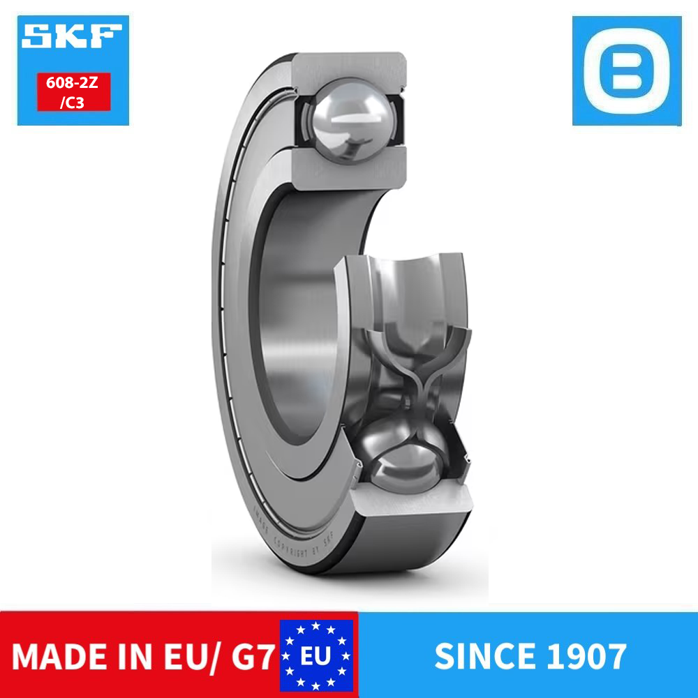 SKF 608 2Z 2Z/C3 2RSH 2RSHC3 E2.2Z/C3 Deep groove ball bearing with seals, Vòng bi cầu, d12xD32xB10 mm, Xuất sứ EU/G7