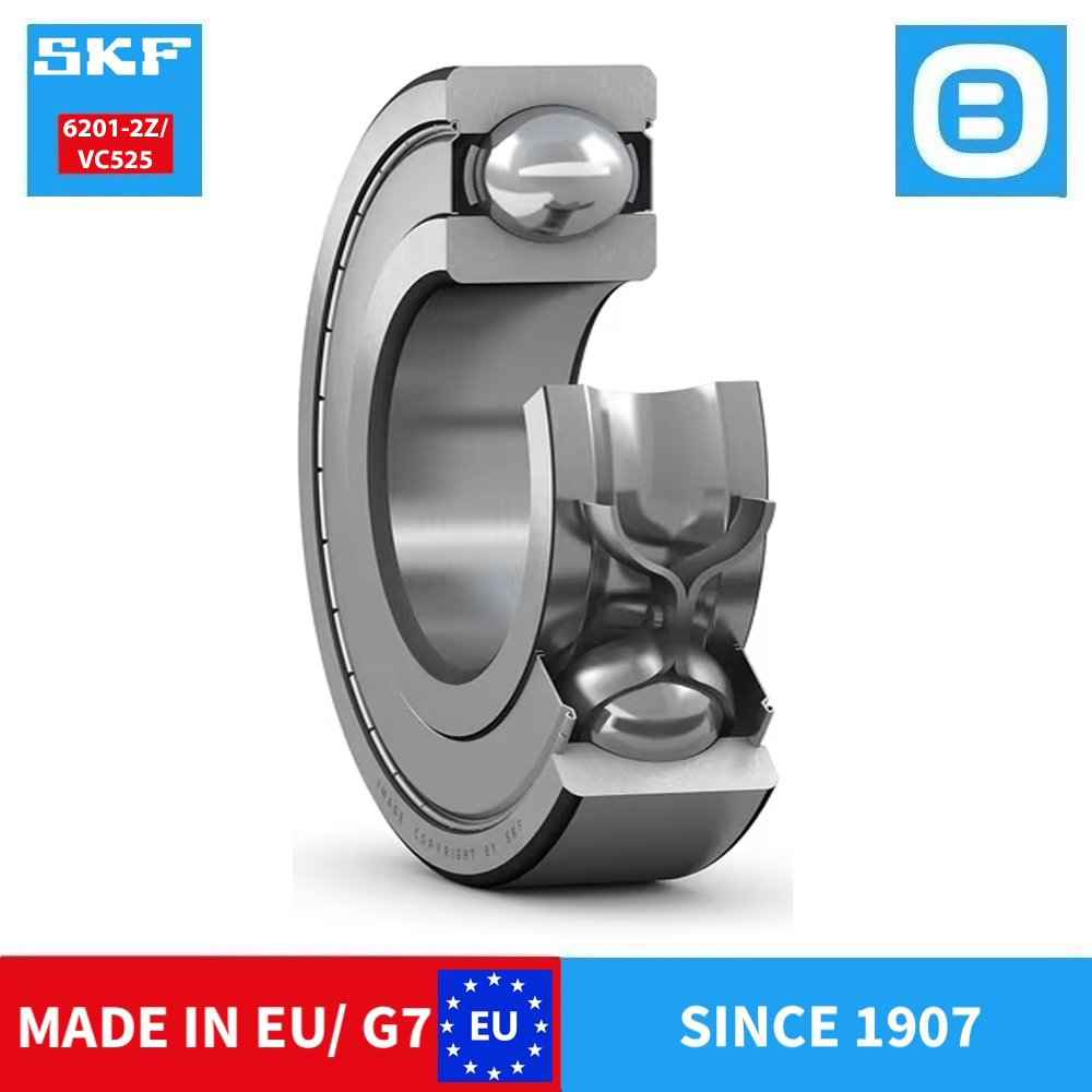 SKF 6201 2Z 2Z/C3 2RSH-C3 E2.2Z-C3 2Z/VC525Deep groove ball bearing with seals or shields, Vòng bi cầu, d8xD22xB7 mm, Xuất sứ EU/G7