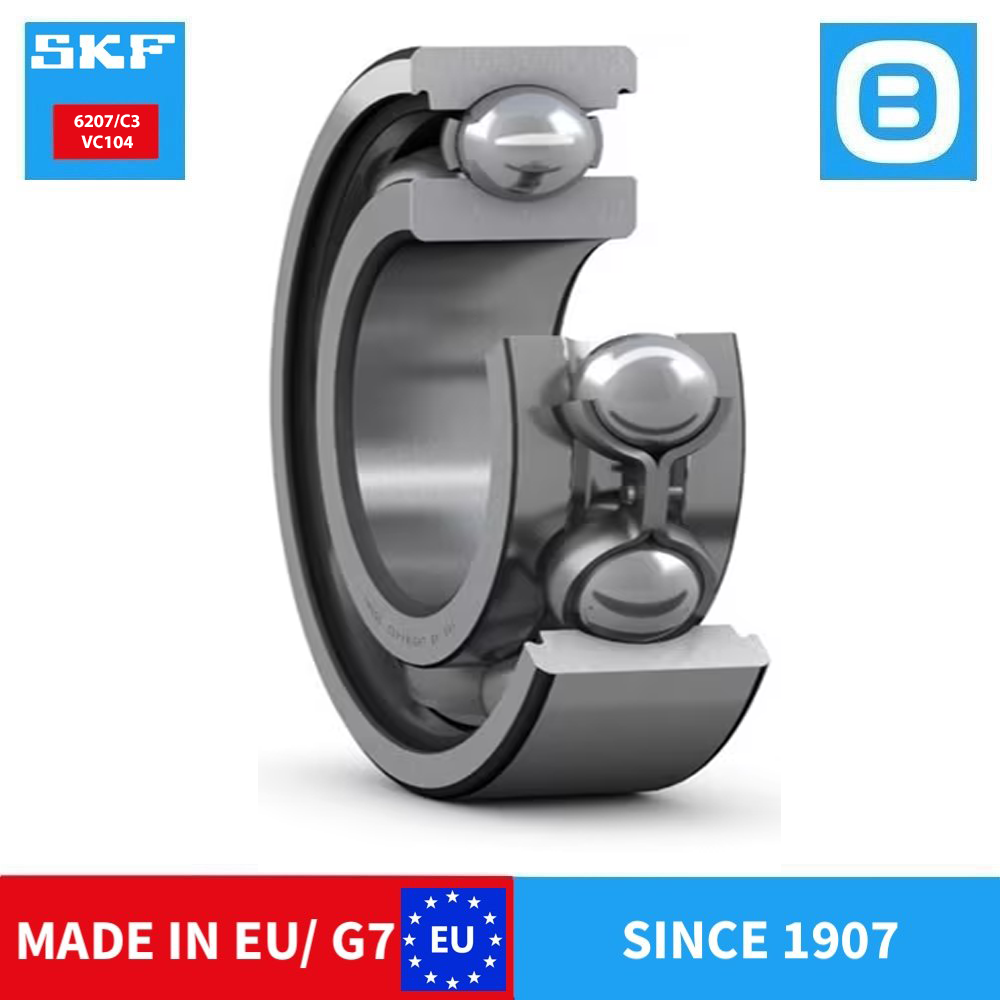 SKF 6207 2Z 2Z/C3 2RS1 2RS1/C3 C3VC104 Deep groove ball bearing, Vòng bi cầu, d35xD72xB17 mm, Xuất sứ EU/G7