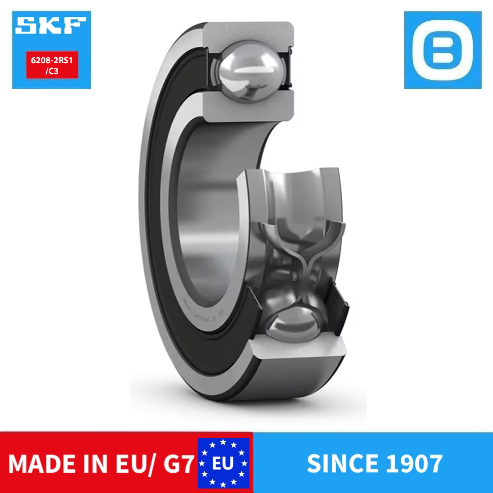 SKF 6208 2Z C3 2Z/C3 2RS1 2RS1/C3 E2.2Z/C3 Deep groove ball bearing with seals or shields, Vòng bi cầu, d30xD80xB18 mm, Xuất sứ EU/G7