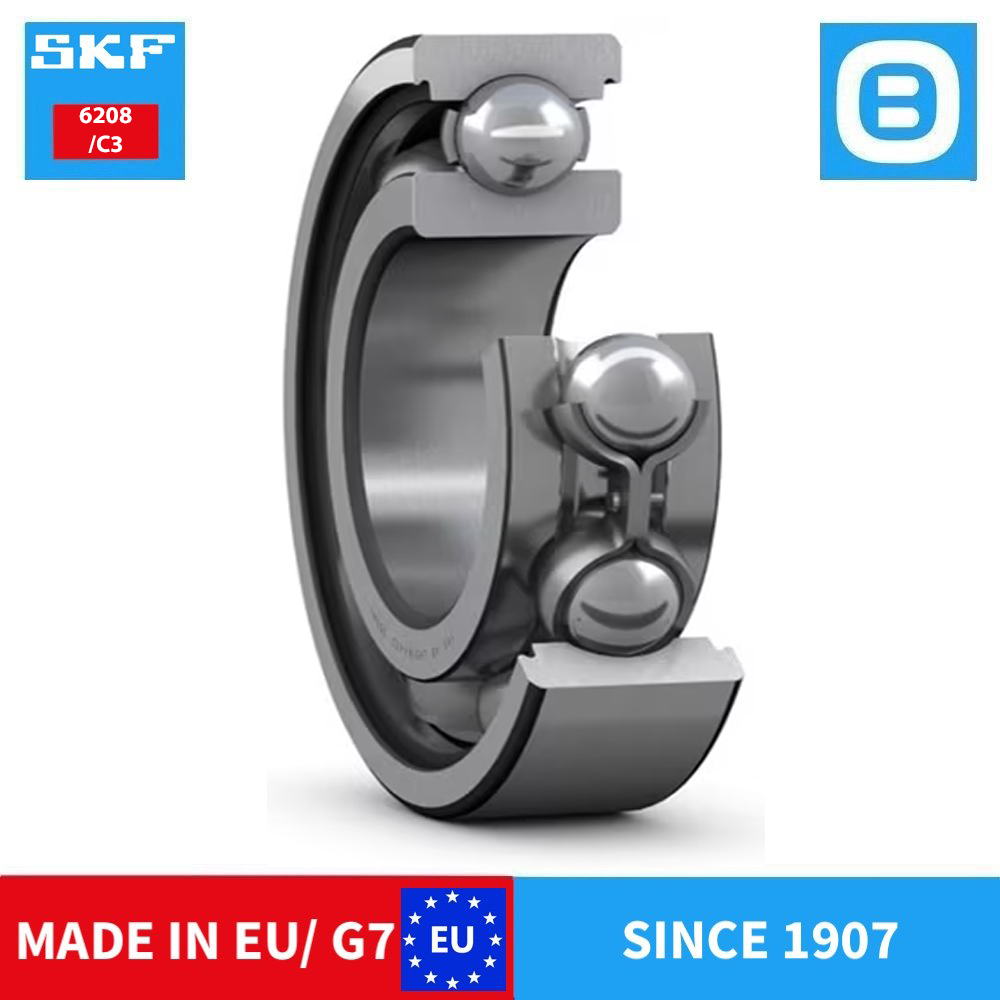 SKF 6208 2Z C3 2Z/C3 2RS1 2RS1/C3 E2.2Z/C3 Deep groove ball bearing with seals or shields, Vòng bi cầu, d30xD80xB18 mm, Xuất sứ EU/G7