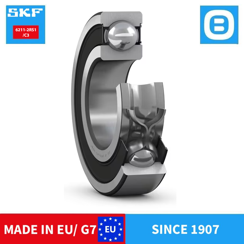 SKF 6211 2Z C3 2Z/C3 2RS1 2ES1/C3 2RSH NR Deep groove ball bearing, Vòng bi cầu, d55xD100xB121 mm, Xuất sứ EU/G7