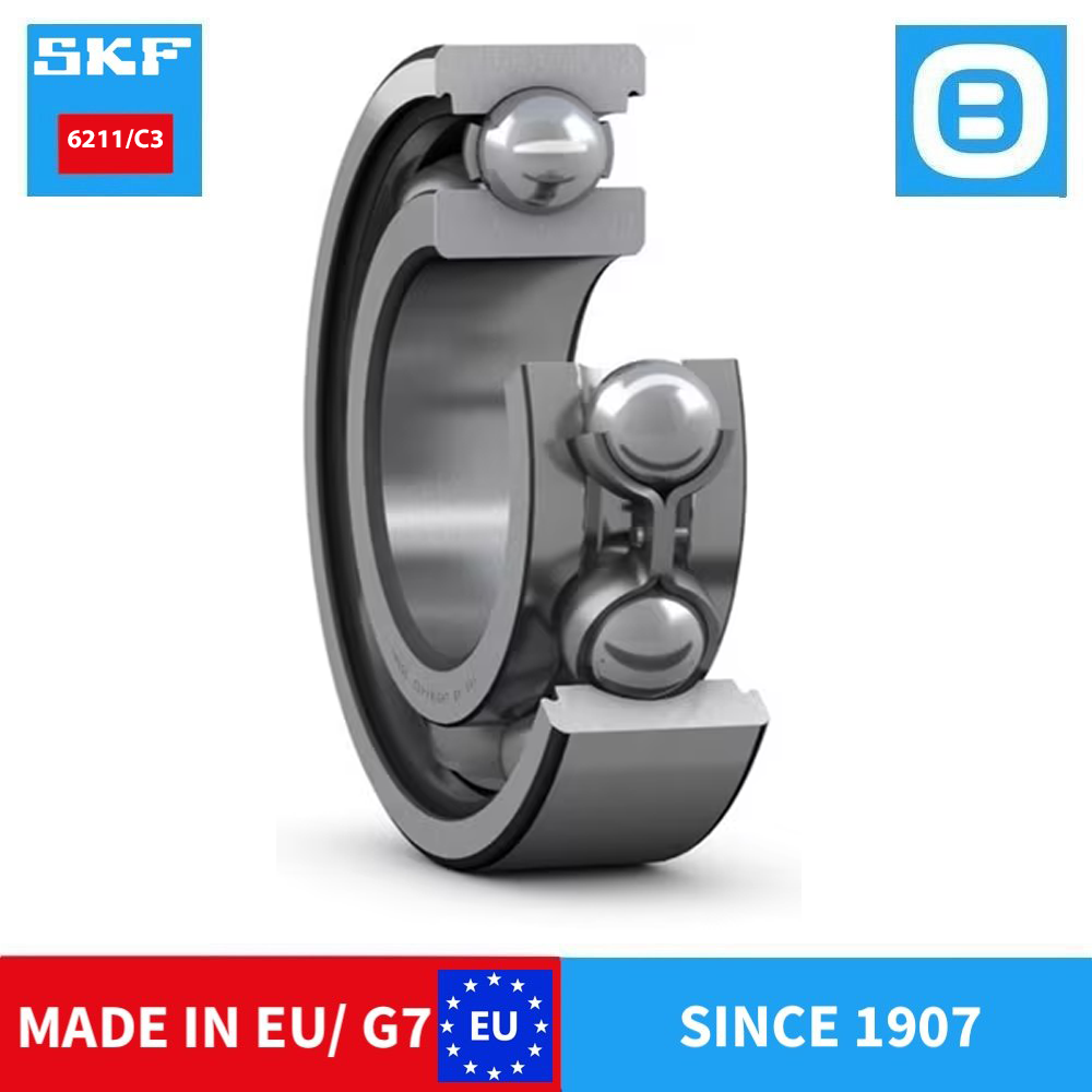 SKF 6211 2Z C3 2Z/C3 2RS1 2ES1/C3 2RSH NR Deep groove ball bearing, Vòng bi cầu, d55xD100xB121 mm, Xuất sứ EU/G7