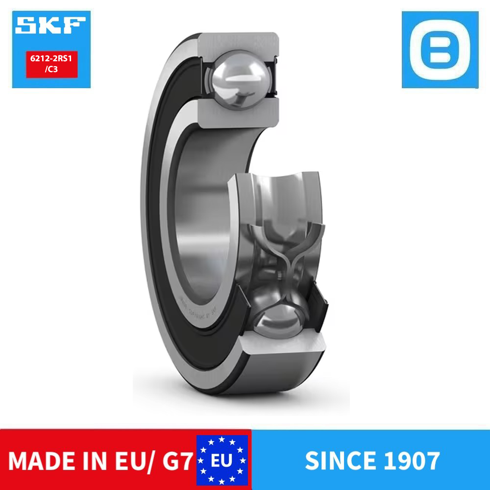 SKF 6212 2Z C3 2Z/C3 2RS1 2RS1/C3 M/C3 2Z/C4 NR Deep groove ball bearing, Vòng bi cầu, d60xD110xB22 mm, Xuất sứ EU/G7