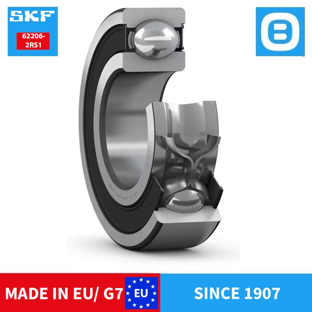SKF 62206 2RS1 Deep groove ball bearing with seals or shields, Vòng bi cầu, d30xD62xB20 mm, Xuất sứ EU/G7