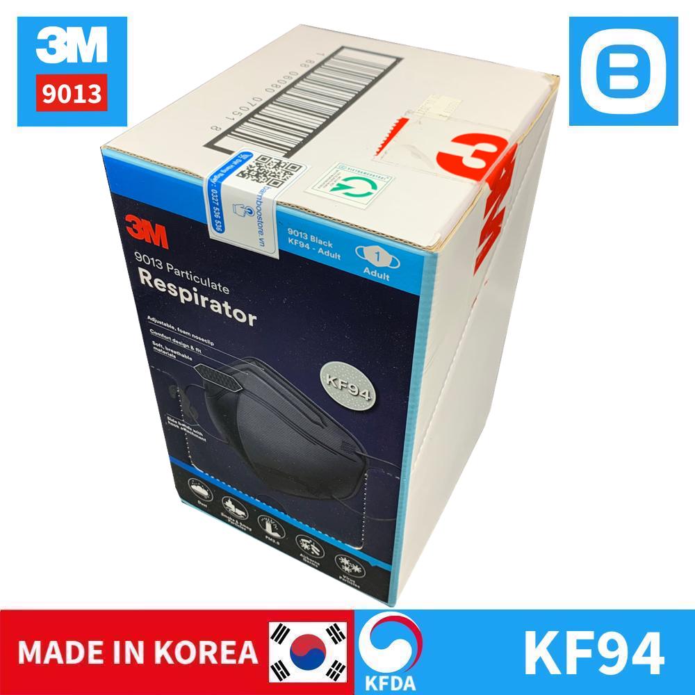 3M 9013, Khẩu trang 3D bảo vệ hô hấp 4 lớp, Có móc treo, Đeo qua tai, KF94, Màu trắng, Màu đen