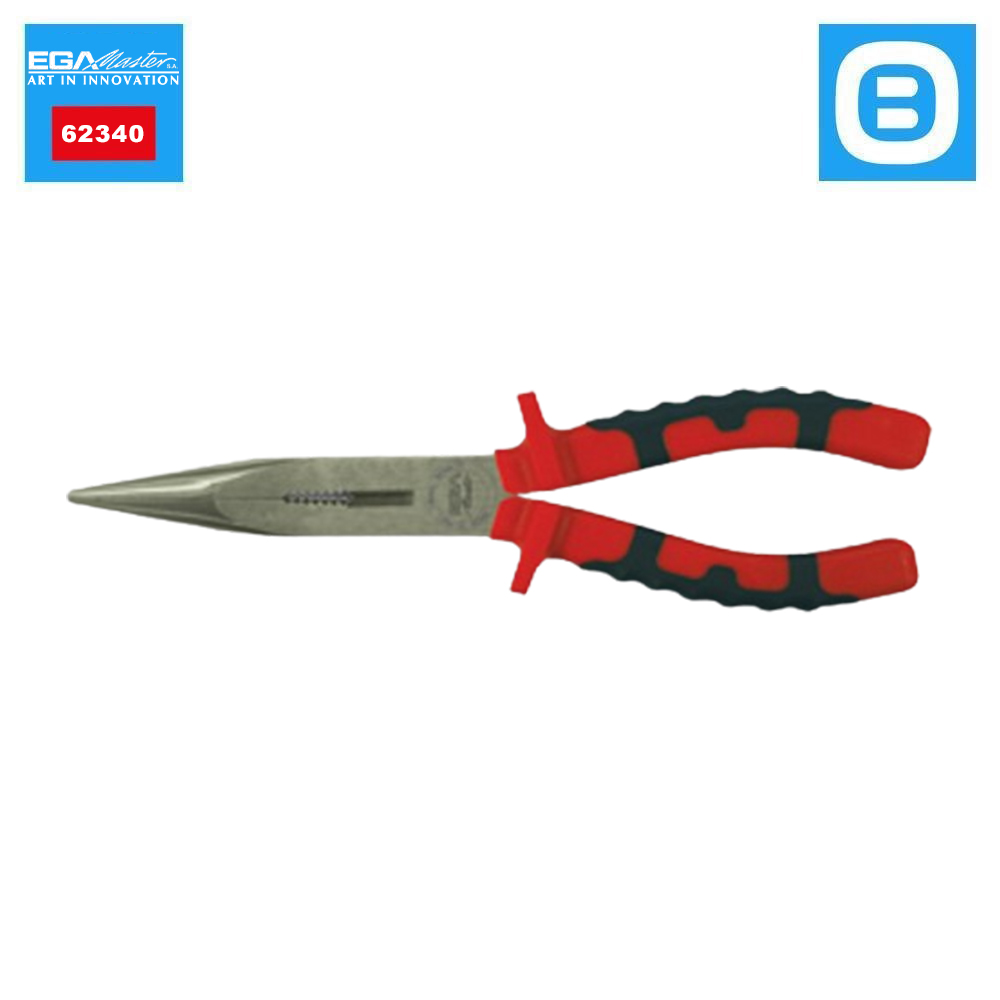 EGA Master 62340, Long nose plier titacrom® bitmat, Kìm mũi dài, Lưỡi cắt 55-60 HRC, Màu đỏ đen