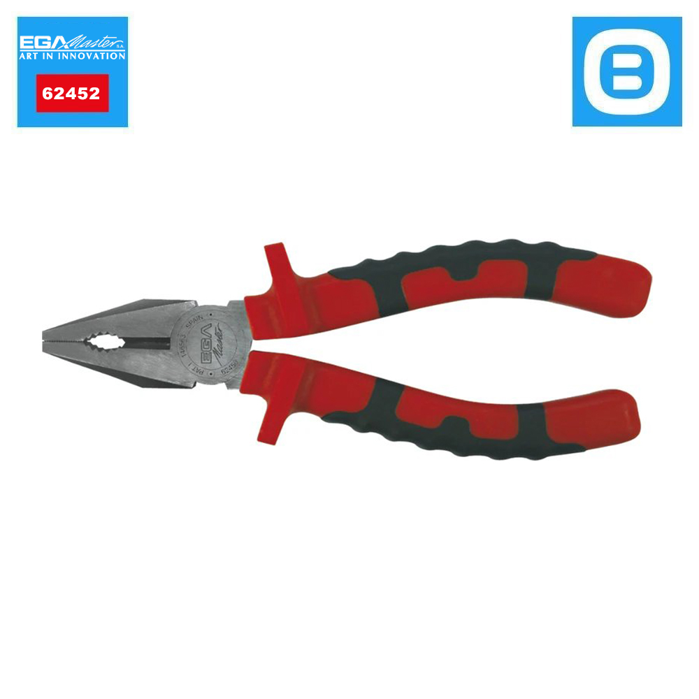 EGA Master 62452, Combination plier polished bimat, Kìm điện đa năng, Màu đỏ đen