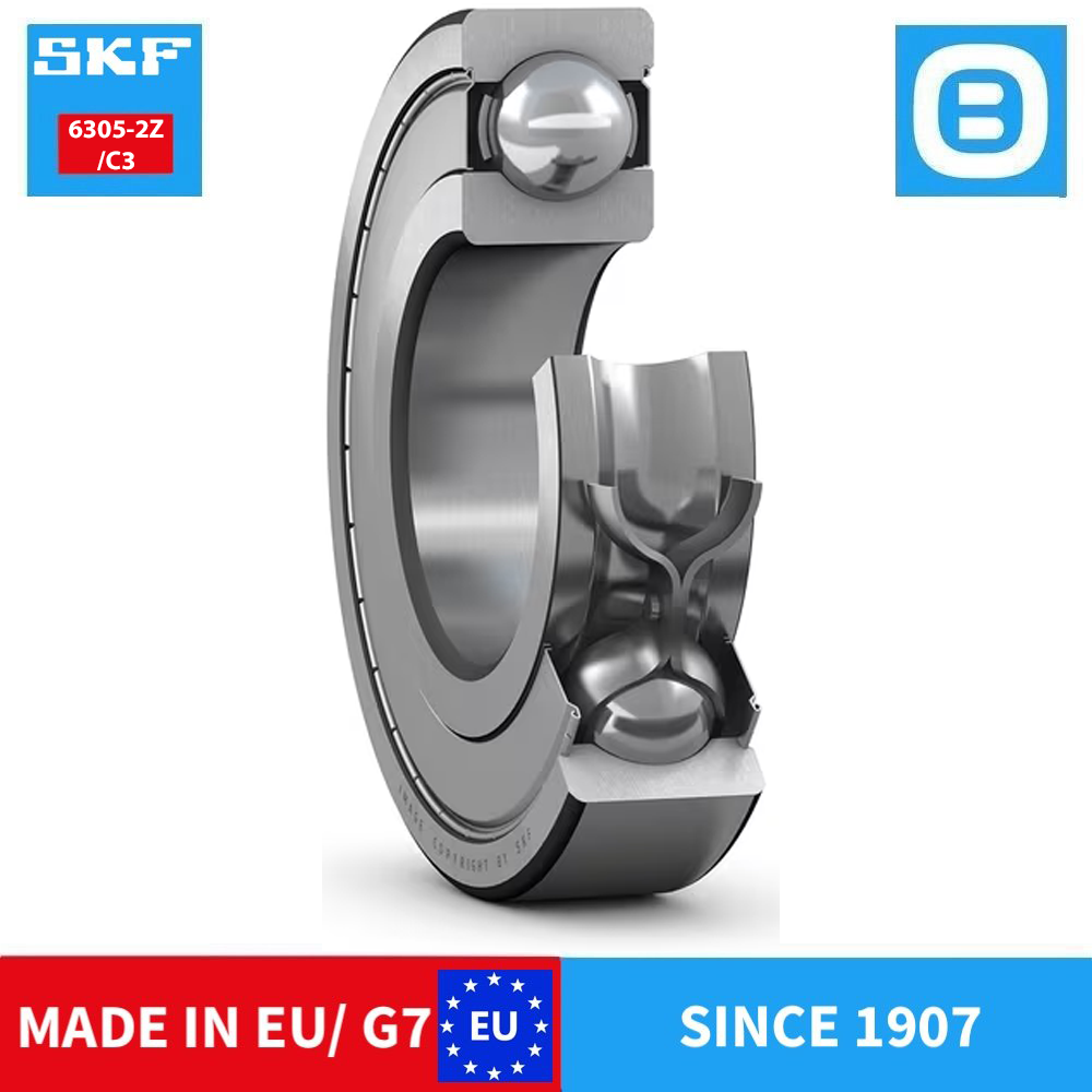SKF 6305 2Z C3 2Z/C3 2RS1 2RS1/C3 2Z/C4 Deep groove ball bearing, Vòng bi cầu, d25xD62xB17 mm, Xuất xứ EU/G7
