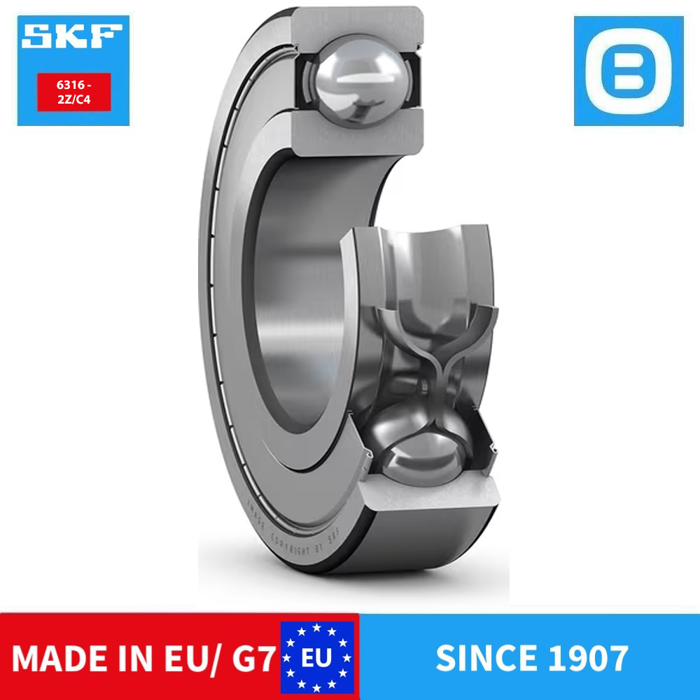 SKF 6316 2Z C3 2Z 2Z/C3 2RS1 2RS1/C3 2Z/C4 C4 Deep groove ball bearing, Vòng bi cầu, d80xD170xB39 mm, Xuất xứ EU/G7