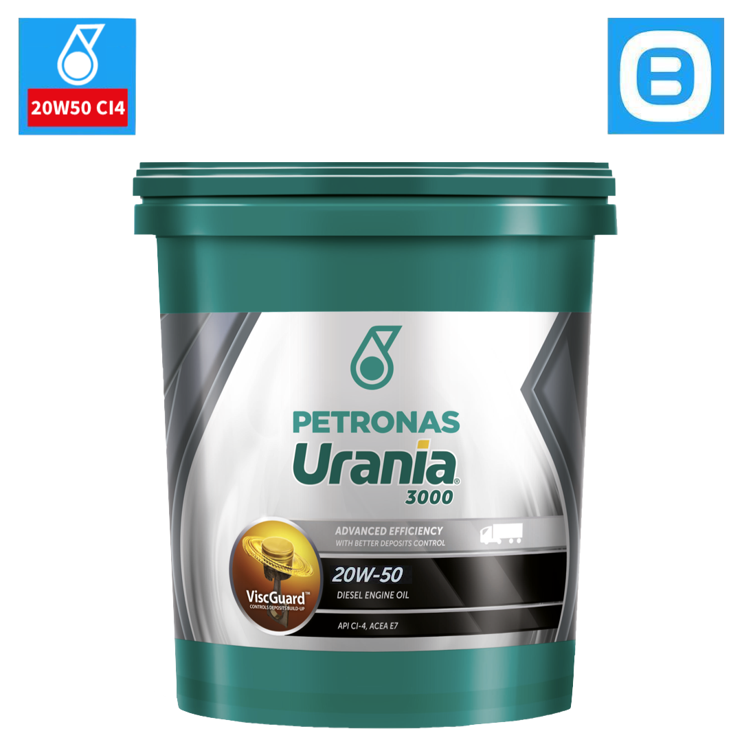 Petronas Urania 3000 20W50 CI4, Dầu nhớt động cơ cao cấp công nghệ Viscguard, API CI4, ACEA E7