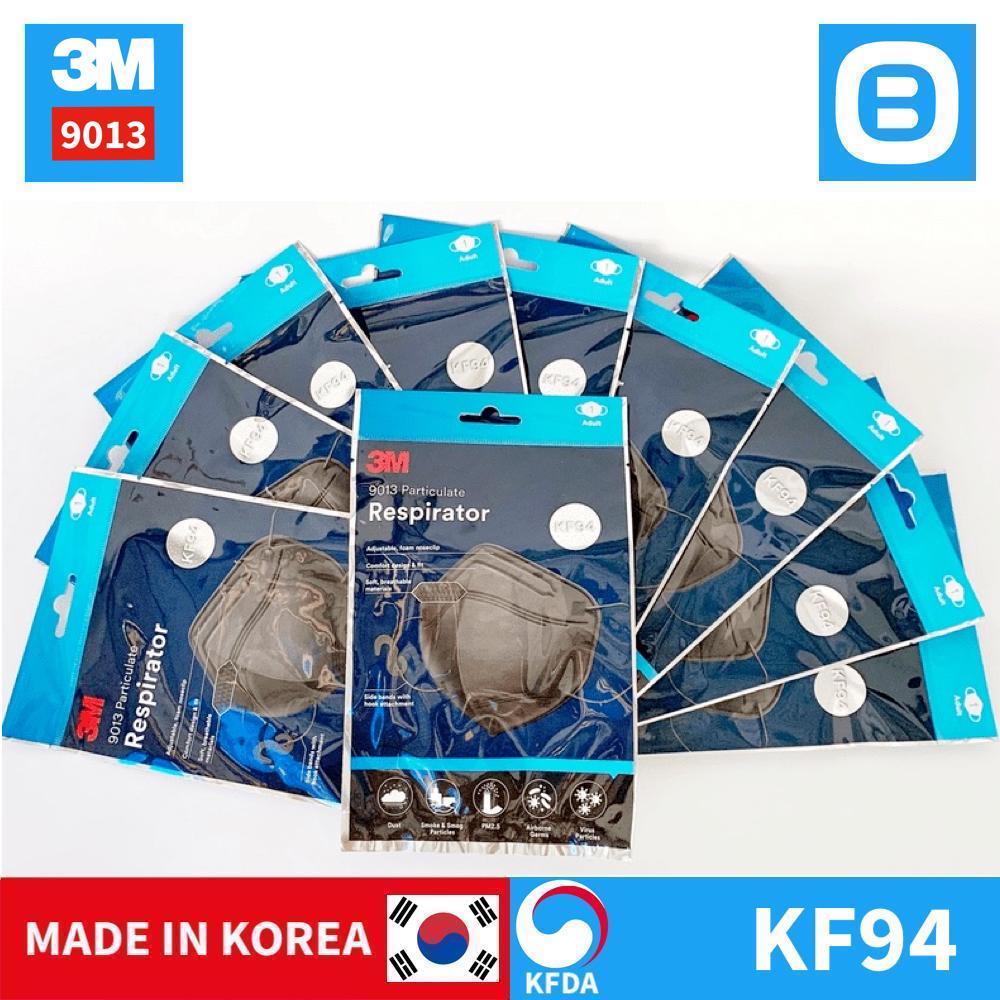 3M 9013, Khẩu trang 3D bảo vệ hô hấp 4 lớp, Có móc treo, Đeo qua tai, KF94, Màu trắng, Màu đen