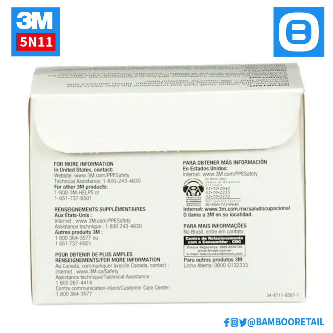 3M 5N11, Tấm lọc bụi chuẩn NIOSH N95, Màu trắng, XY003899545