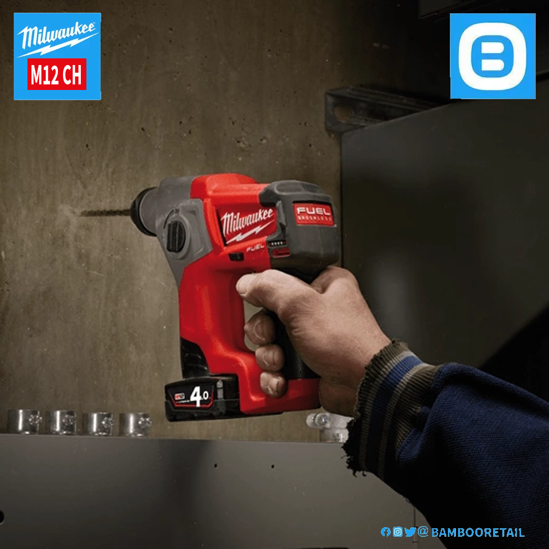 Milwaukee M12 CH, Máy khoan búa hai chế độ, 12V, Màu đỏ đen, 18098036-18098026