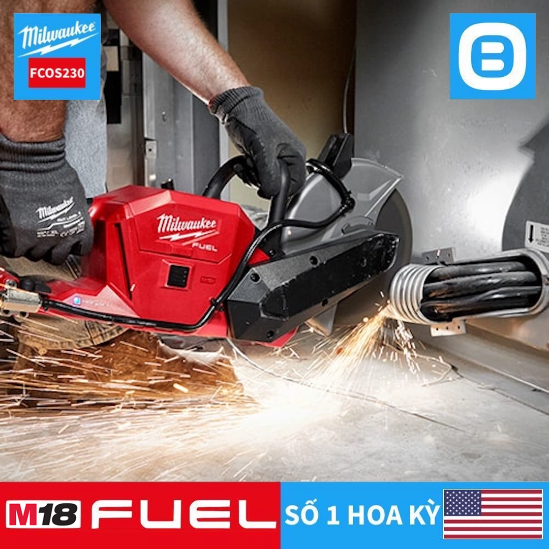 Milwaukee M18 FCOS230, Máy cắt bê tông, 18V, Đường kính đĩa cắt 230 mm, Màu đỏ đen, 18386012