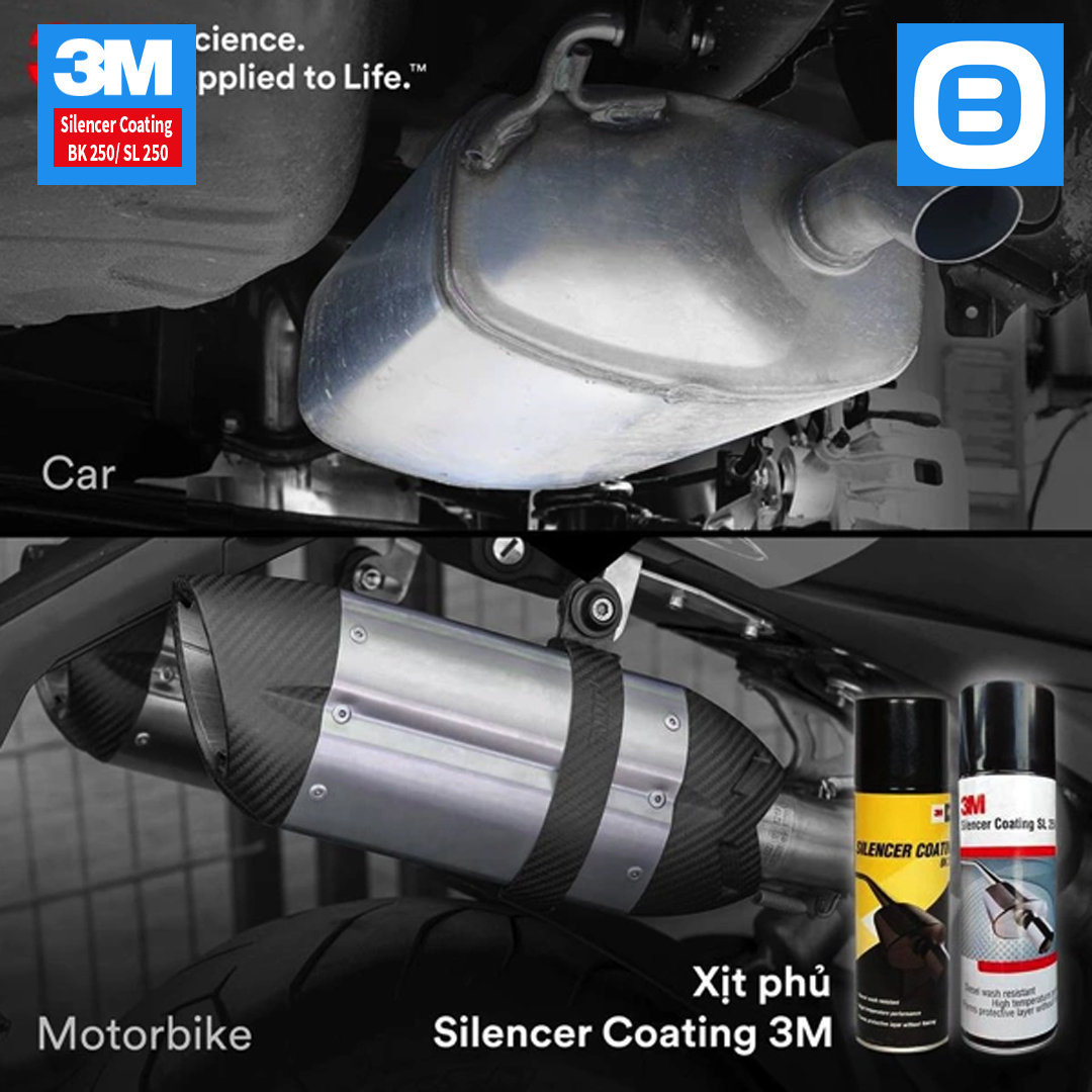 3M Silencer Coating SL250 BK250, Sơn phủ chống sét chịu nhiệt độ cao bảo vệ Pô ống xả, 250ml