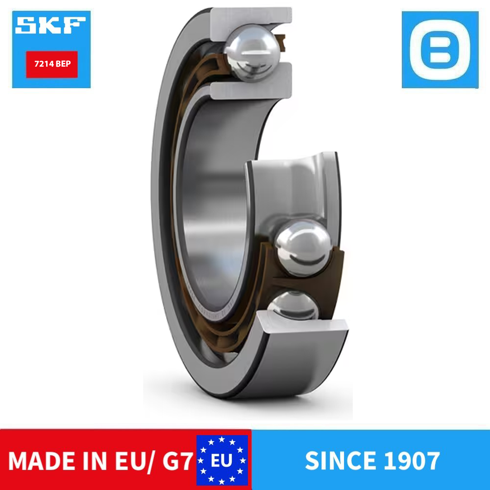 SKF 7214 BEP BECBM BECBP ACD/P4A Single row angular contact ball bearing, Vòng bi tiếp xúc góc, d70xD125xB24 mm, Xuất sứ EU/G7