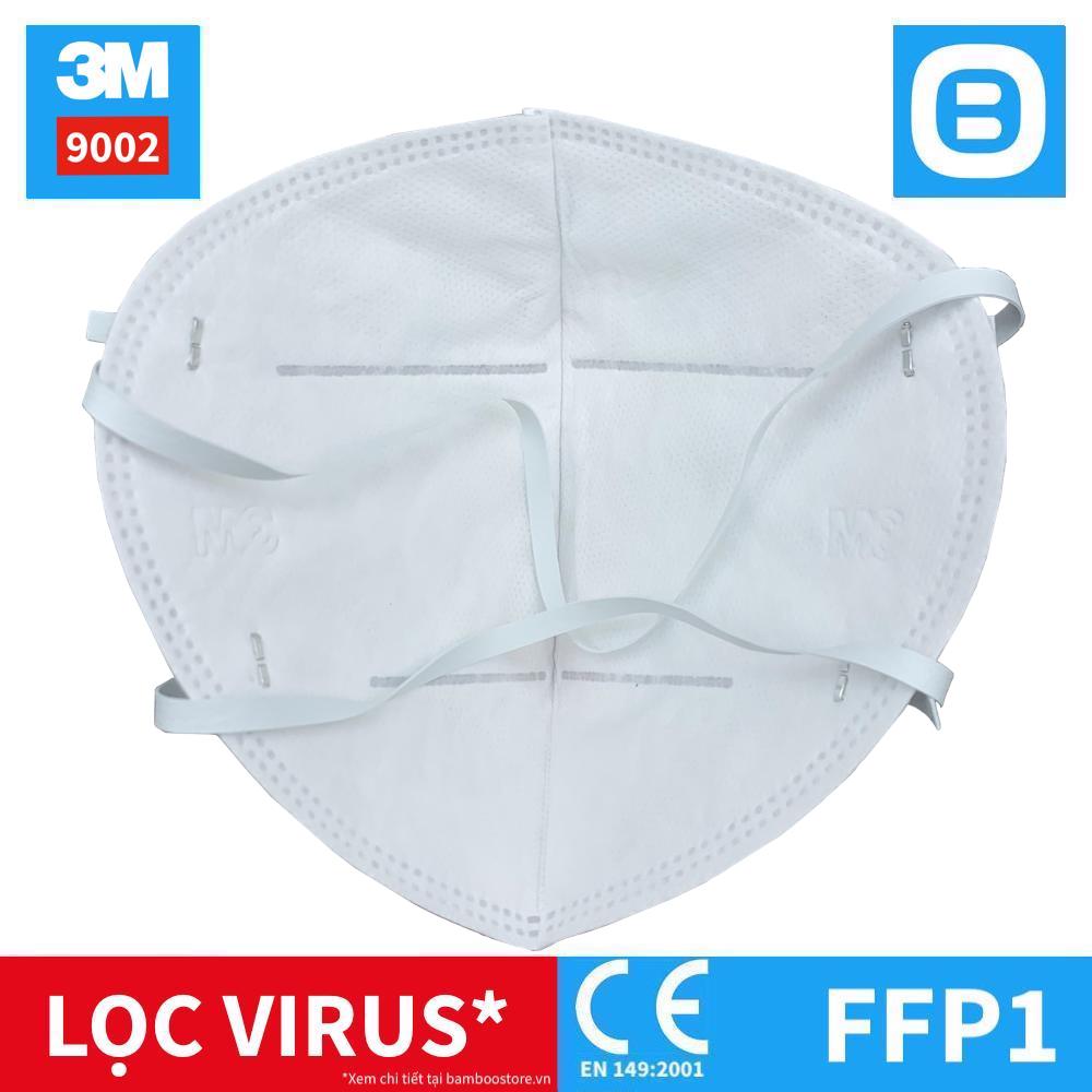 3M 9002, Khẩu trang bảo vệ hô hấp, Dây đeo qua đầu, P1, Màu trắng, XH003838170