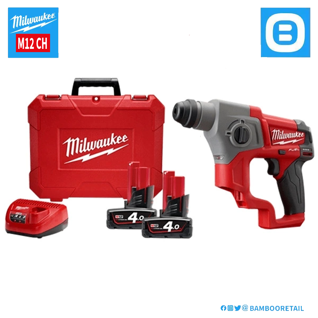 Milwaukee M12 CH, Máy khoan búa hai chế độ, 12V, Màu đỏ đen, 18098036-18098026