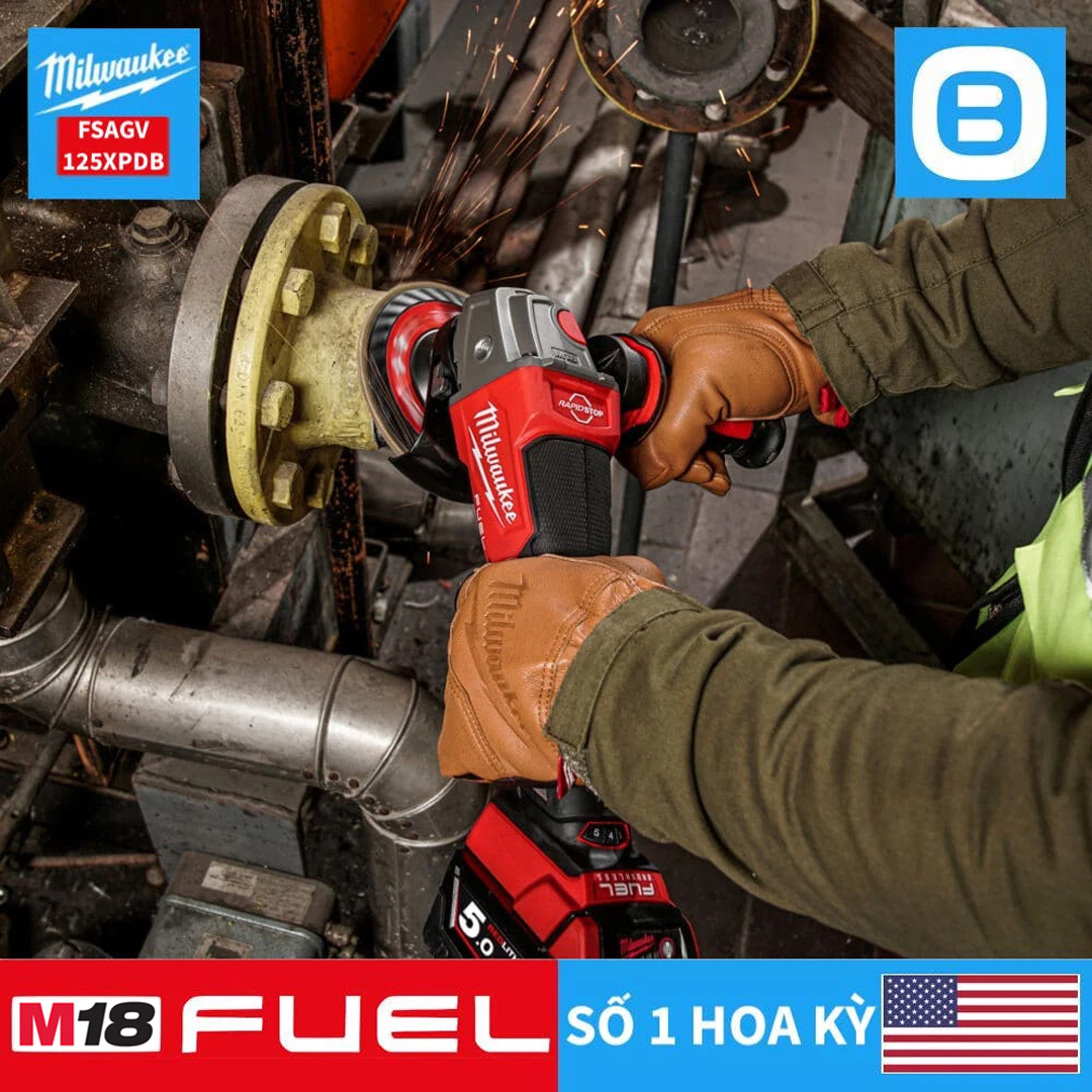 Milwaukee M18 FSAGV125XPDB, Máy mài góc, 18V, Đường kính đĩa 125mm, Màu đỏ đen, 18521011