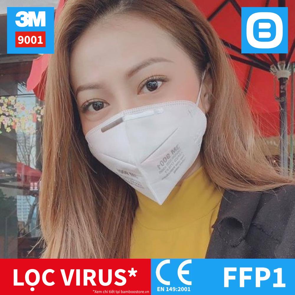 3M 9001, Khẩu trang bảo vệ hô hấp, Dây đeo qua tai, P1, Màu trắng, XH003897556