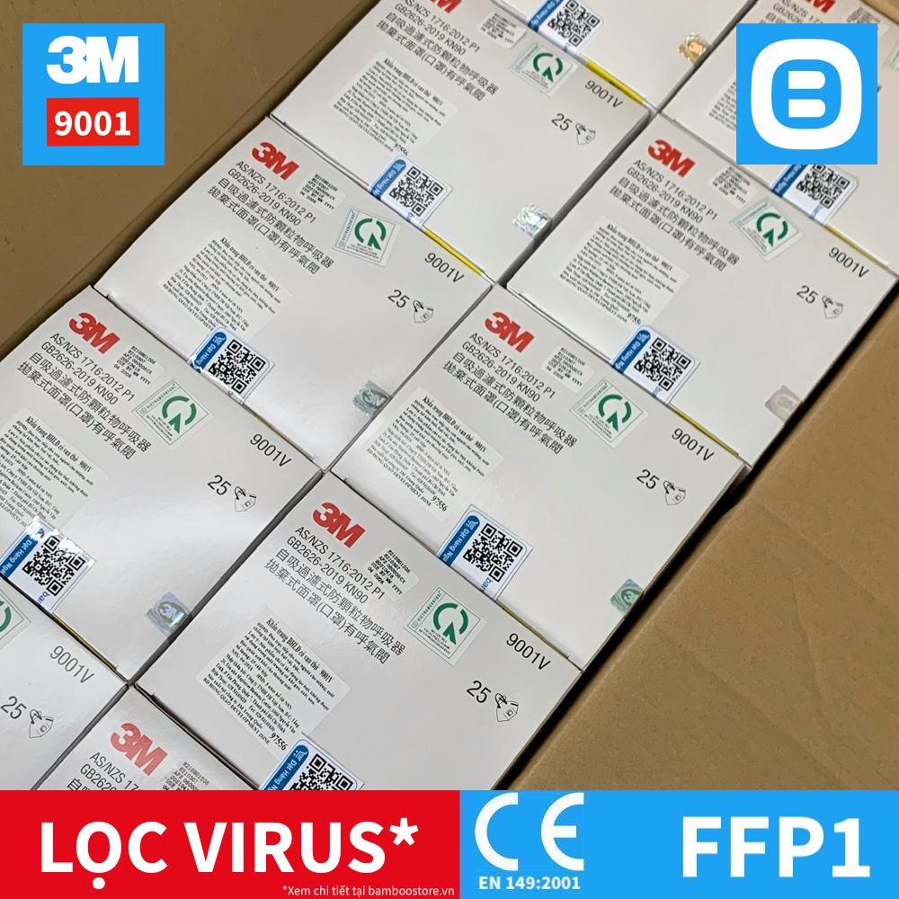 3M 9001, Khẩu trang bảo vệ hô hấp, Dây đeo qua tai, P1, Màu trắng, XH003897556