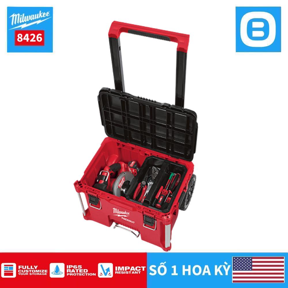 Milwaukee 8426, Hộp đựng dụng cụ, IP65, Chịu tải 114kg, Có bánh xe, Màu đỏ đen, 129305049