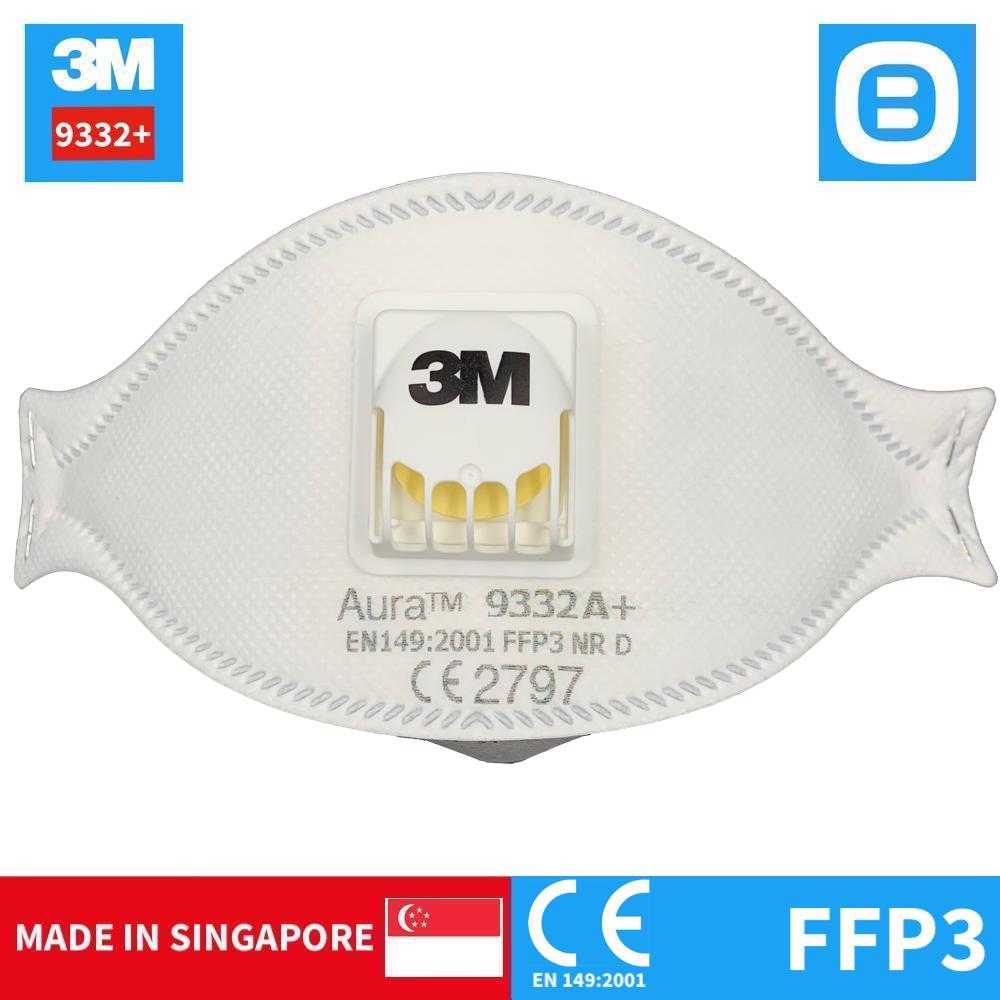 3M Aura 9332+, Khẩu trang bảo vệ hô hấp, Có Van, P3, Lọc 99% bụi mịn virus, Màu trắng, XA010017862