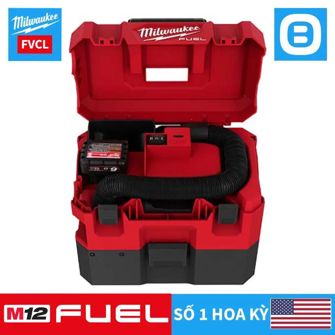 Milwaukee M12 FVCL, Máy hút bụi khô ướt, 12V, 6L, Màu đỏ đen, 16134009