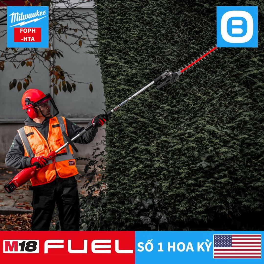 Milwaukee M18 FOPH-HTA, Phụ kiện tỉa hàng rào QUIK-LOK, Lưỡi dài 508 mm, Kết nối nhanh, Màu đỏ đen, 18376004
