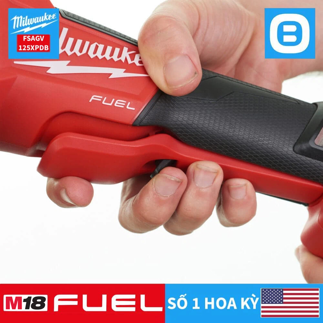 Milwaukee M18 FSAGV125XPDB, Máy mài góc, 18V, Đường kính đĩa 125mm, Màu đỏ đen, 18521011